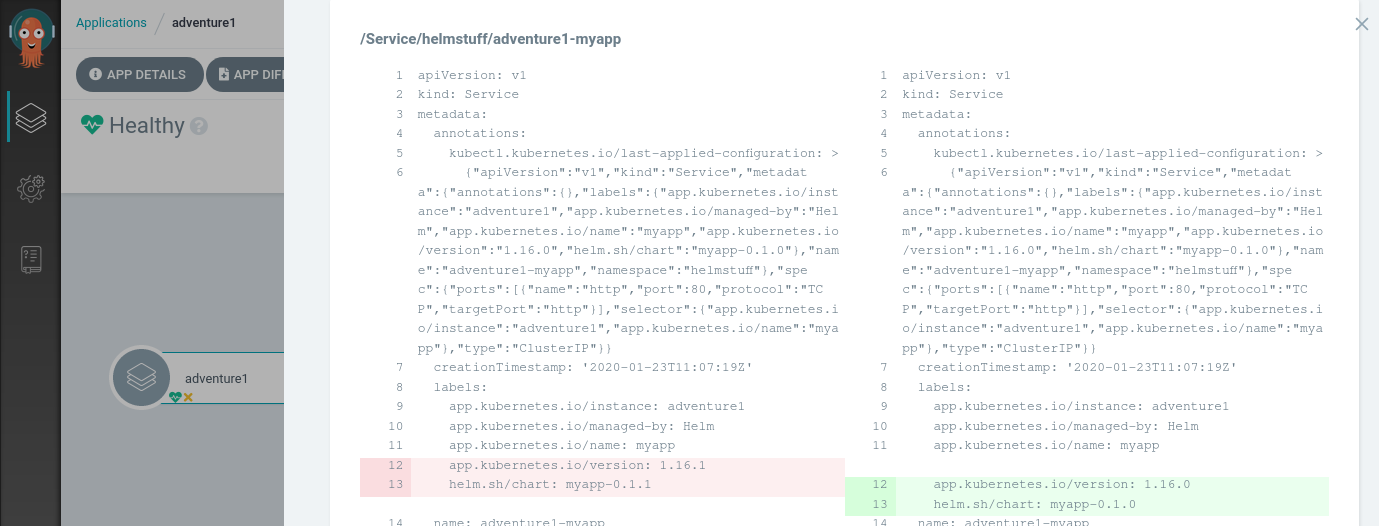 Helm Upgrade ArgoCD app diff