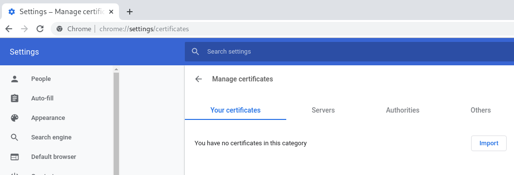 Import SSL Cert - Chrome 1